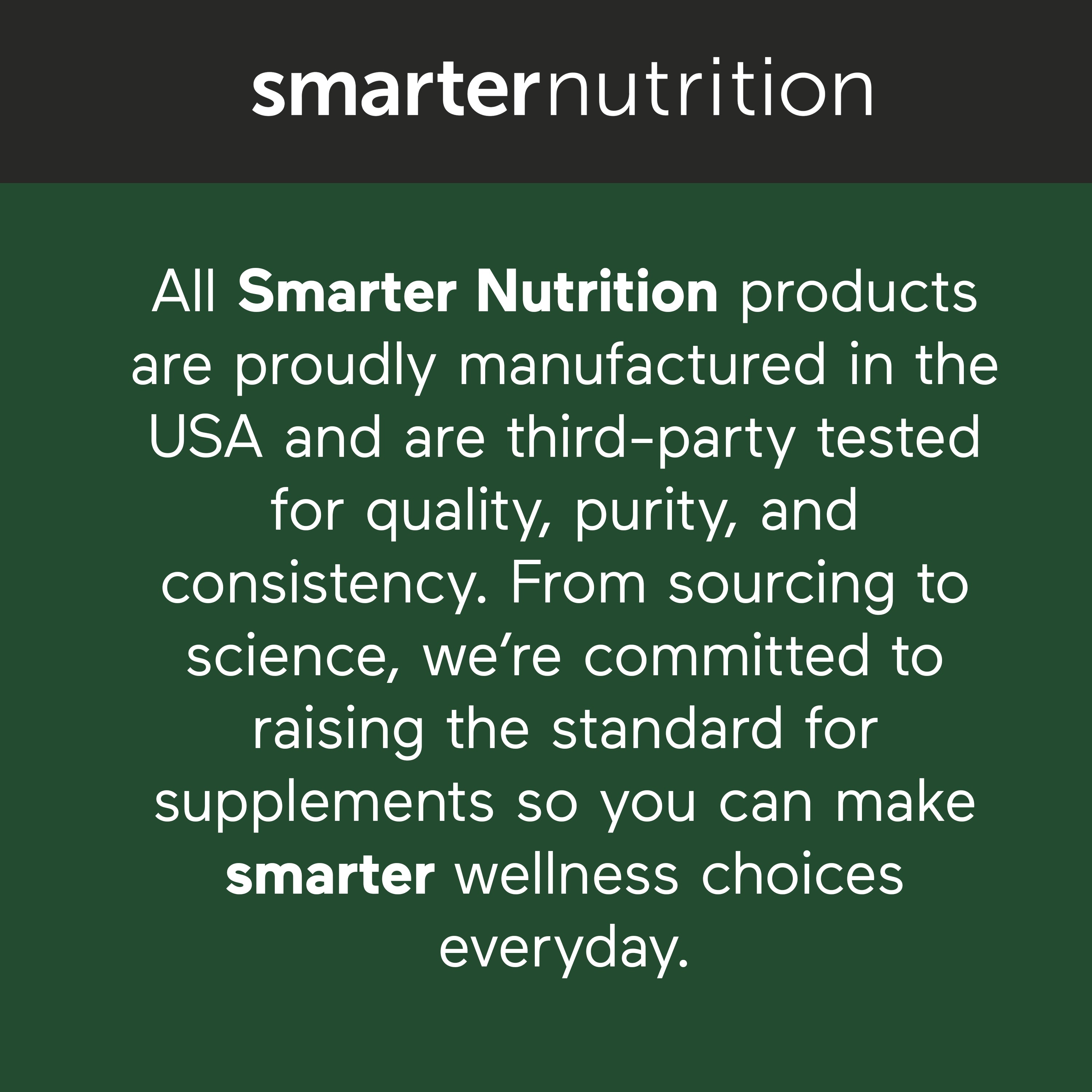 Smarter Nutrition product information on a green background